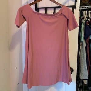 Mauve off the shoulder dress
